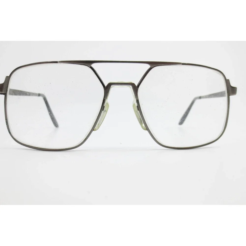American Optical Vintage Square Aviator Metal Eyeglass Frames Gunmetal 140 36151
